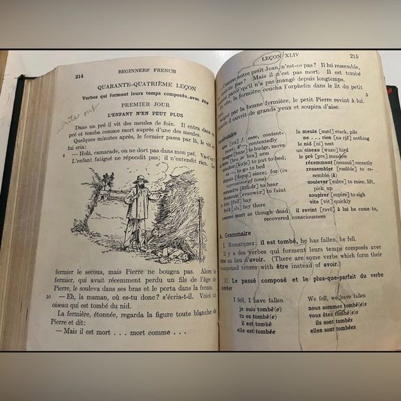 Antique hardcover Book Lot 3 French Reader Ex-library Dark Green Brown Fall Read - Picture 10 of 16